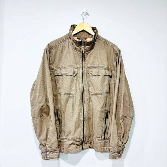 COLUMBIA Tan cotton zip jacket with pockets | Outdoor casual layer | Large * - Picture 1 of 10